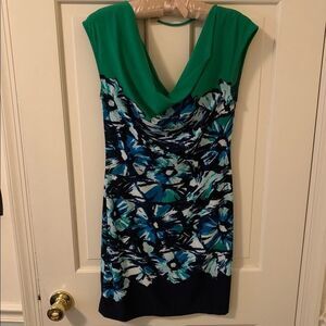 🔴 3/$18 BCBG Floral Dress Cowl Neck Sheath